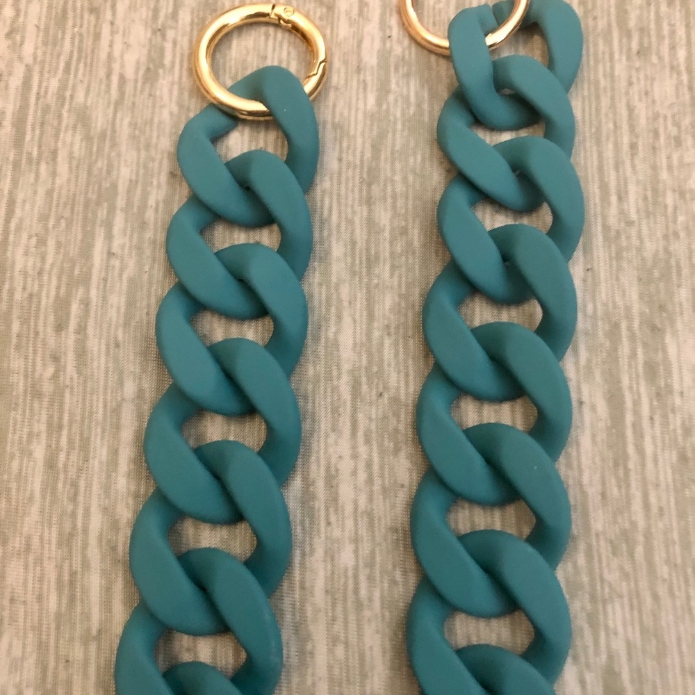 Acrylic smooth finish thick chunky chain link bag strap teal colour